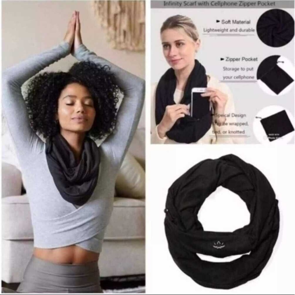 Beyond Yoga travel compact infinity scarf pocket wrap shawl foldable portable